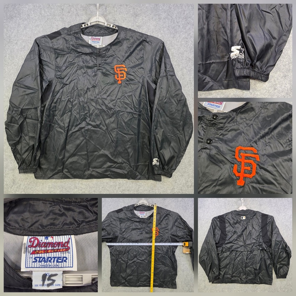 Vintage San Francisco Giants Jacket Mens XL Black MLB Baseball Starter Pullover